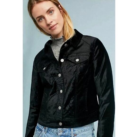 Pilcro and the Letterpress Jackets & Blazers - Pilcro and the Letterpress Velvet Jacket Size Small Black Button Up Slim Grunge